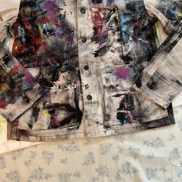 Acne Studios Painter Trompe L'oeil Splatter Graffiti Denim Jacket - Picture 5 of 8